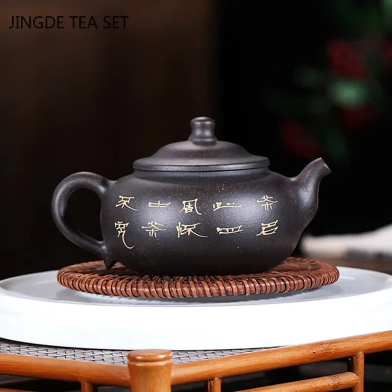 Chinese Yixing Purple Clay Teapot Raw ore black gold sand filter tea pot home zisha beauty Kettle Customized Tea sets 170ml