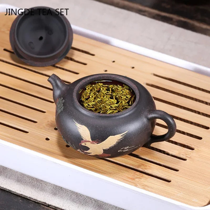 Chinese Yixing Purple Clay Teapot Raw ore black gold sand filter tea pot home zisha beauty Kettle Customized Tea sets 170ml