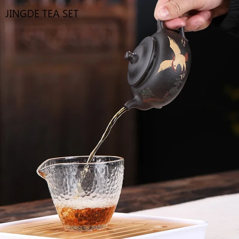 Chinese Yixing Purple Clay Teapot Raw ore black gold sand filter tea pot home zisha beauty Kettle Customized Tea sets 170ml