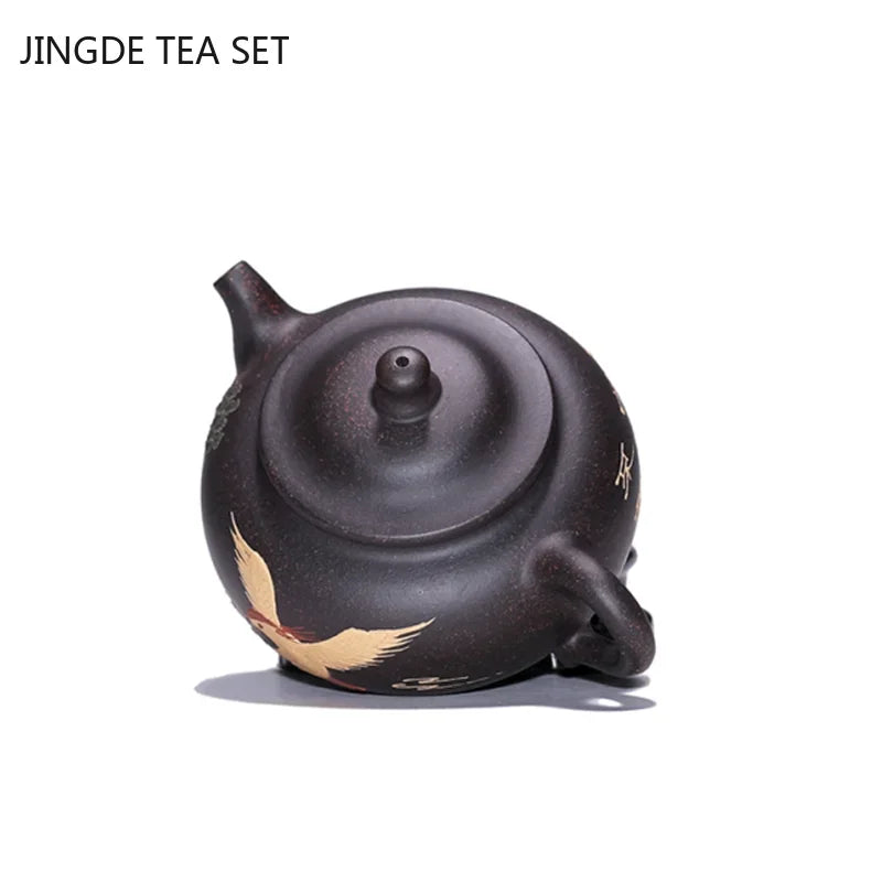 Chinese Yixing Purple Clay Teapot Raw ore black gold sand filter tea pot home zisha beauty Kettle Customized Tea sets 170ml