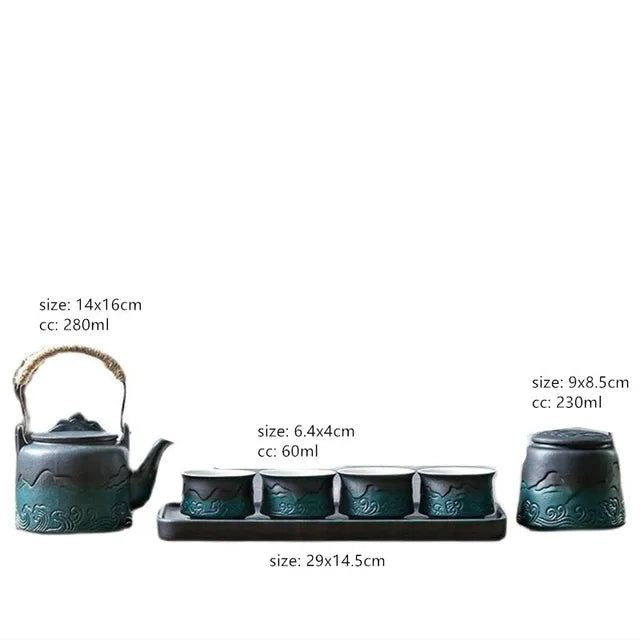 Japanese Style Ceramic Travel Tea Set Customized One Pot Four Cups Suit Portable Tea Infuser Exquisite Teapot and Cup Set