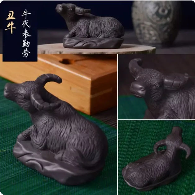 Purple Clay Animal Sculpture Tea Pet Ornaments Boutique Tea Tray Decoration Chinese Zodiac Handmade Crafts Tea Set Accessories