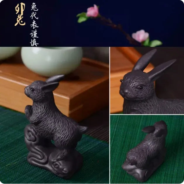Purple Clay Animal Sculpture Tea Pet Ornaments Boutique Tea Tray Decoration Chinese Zodiac Handmade Crafts Tea Set Accessories