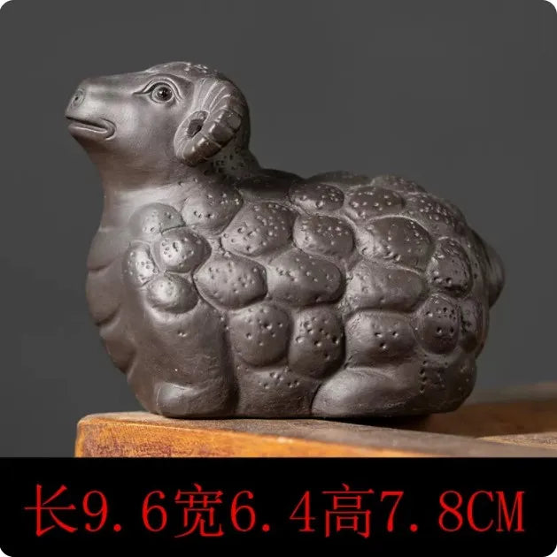 Purple Clay Animal Sculpture Tea Pet Ornaments Boutique Tea Tray Decoration Chinese Zodiac Handmade Crafts Tea Set Accessories
