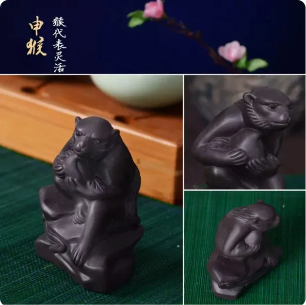 Purple Clay Animal Sculpture Tea Pet Ornaments Boutique Tea Tray Decoration Chinese Zodiac Handmade Crafts Tea Set Accessories