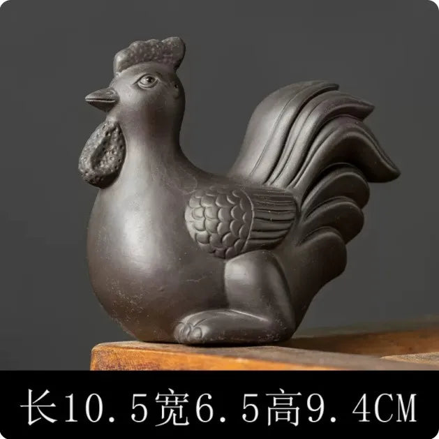 Purple Clay Animal Sculpture Tea Pet Ornaments Boutique Tea Tray Decoration Chinese Zodiac Handmade Crafts Tea Set Accessories