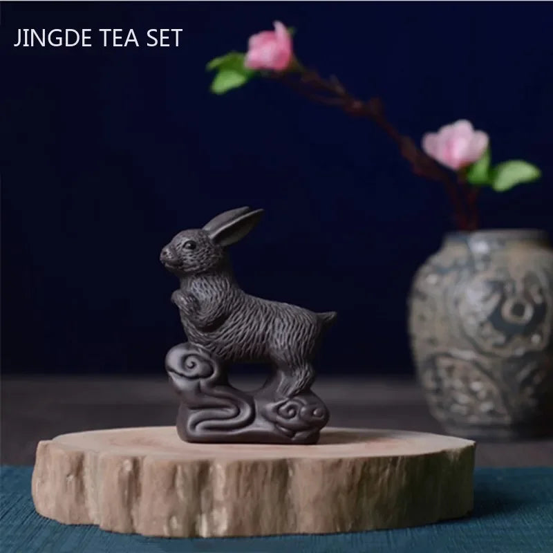 Purple Clay Animal Sculpture Tea Pet Ornaments Boutique Tea Tray Decoration Chinese Zodiac Handmade Crafts Tea Set Accessories
