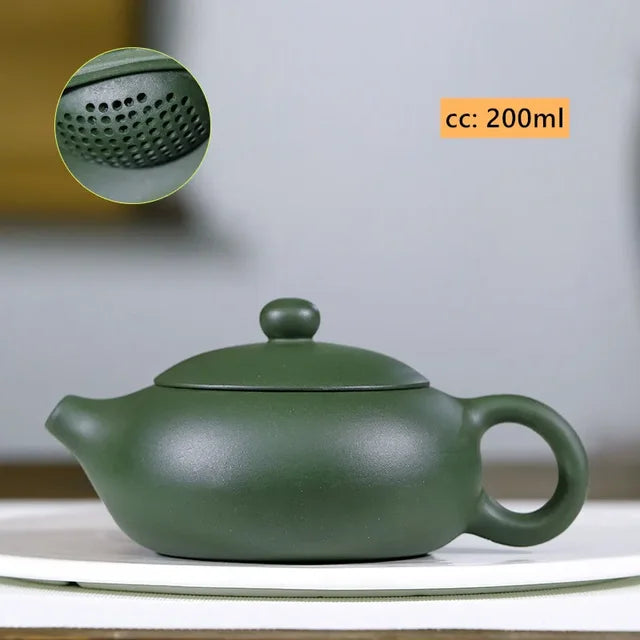 Chinese Yixing Purple Clay Tea Kettle Handmade Beauty Xishi Pot Raw Ore Green Mud Ball Hole Filter Teaware Zisha Tea Accessories