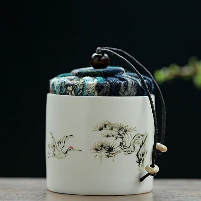 Creativity Ceramics Tea Caddy Tieguanyin Storage Tank Portable Travel Tea Box Sealed Coffee Powder Tea Jar Spice Organizer