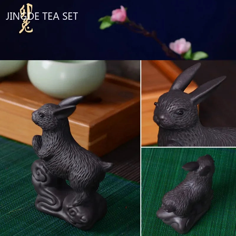 Purple Clay Animal Sculpture Tea Pet Ornaments Boutique Tea Tray Decoration Chinese Zodiac Handmade Crafts Tea Set Accessories