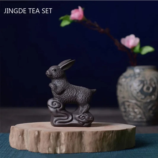 Purple Clay Animal Sculpture Tea Pet Ornaments Boutique Tea Tray Decoration Chinese Zodiac Handmade Crafts Tea Set Accessories