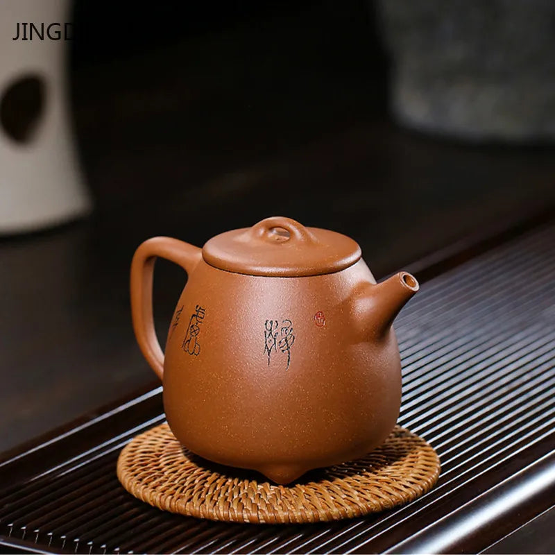 Yixing Purple Sand High Stone Scoop Teapot Handmade Raw Ore Section Mud Filter Kettle Home Tea Maker Traditional Tea Set 340ml
