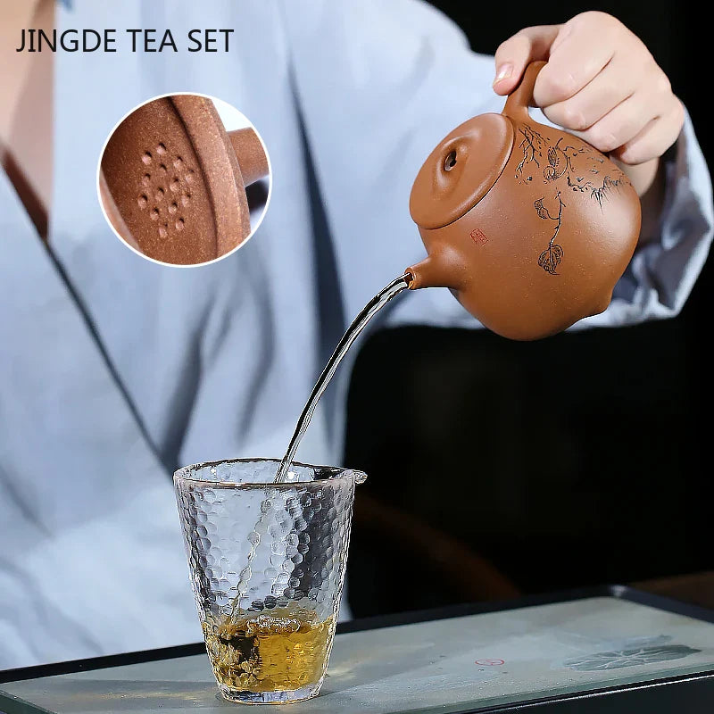 Yixing Purple Sand High Stone Scoop Teapot Handmade Raw Ore Section Mud Filter Kettle Home Tea Maker Traditional Tea Set 340ml