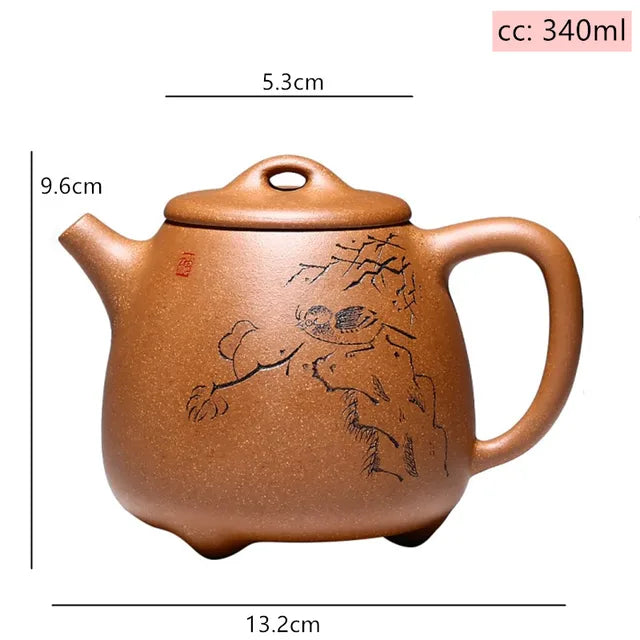 Yixing Purple Sand High Stone Scoop Teapot Handmade Raw Ore Section Mud Filter Kettle Home Tea Maker Traditional Tea Set 340ml